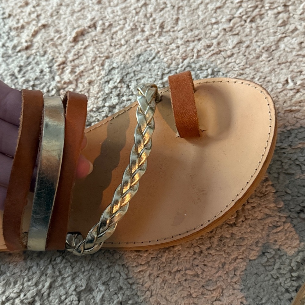 Greek Brown and Gold Braided Sandals